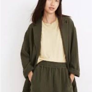 Madewell Diamond jacquard Shaw blazer in olive green NWT